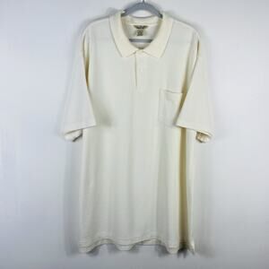 L.L. Bean Polo Shirt Men's XXL Tall Short Sleeve Double L Cotton Cream